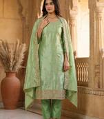 Pista color beautiful and smart jimmy chu fabric salwar kameez for girls