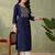 Blue women ethnic motifs embroidered thread work kurta