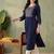 Blue women ethnic motifs embroidered thread work kurta