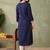 Blue women ethnic motifs embroidered thread work kurta