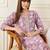 Lavender women floral printed thread work kurta