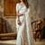 White silk blend embroidered saree with bangalore silk