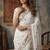 White silk blend embroidered saree with bangalore silk