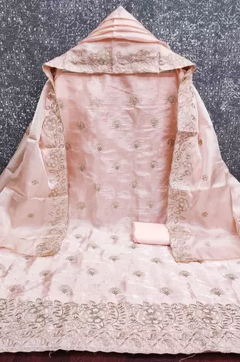 Peach color beautiful and smart jimmy chu fabric salwar kameez for girls