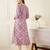 Lavender women floral printed thread work kurta