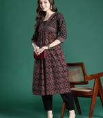 Black ethnic motifs printed kurta