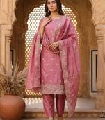 Pink color beautiful and smart jimmy chu fabric salwar kameez for girls