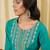 Blue women ethnic motifs embroidered indigo kurta