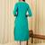 Blue women ethnic motifs embroidered indigo kurta