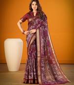 Multicolor viscose printed saree with floral print