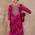 Pink floral embroidered straight zari work kurta