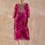 Pink floral embroidered straight zari work kurta