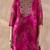 Pink floral embroidered straight zari work kurta