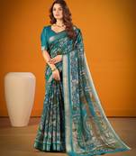 Multicolor viscose printed saree with floral print