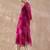 Pink floral embroidered straight zari work kurta