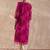 Pink floral embroidered straight zari work kurta