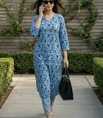 Blue women floral printed floral kurta