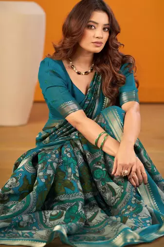 Multicolor viscose printed saree with floral print