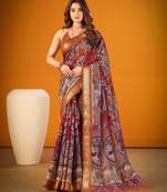 Multicolor viscose printed saree with floral print