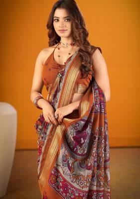Multicolor viscose printed saree with floral print 2