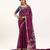 Wine cotton silk printed saree with zari work