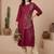 Pink women geometric embroidered thread work kurta
