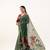 Green cotton silk printed saree with zari work