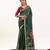 Green cotton silk printed saree with zari work