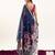 Teal cotton silk printed saree with zari work