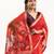Red cotton silk printed saree with zari work