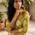 Yellow women floral printed regular pure cotton kurta with trousers