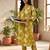Yellow women floral printed regular pure cotton kurta with trousers