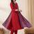 Red women regular kurta with trousers & with dupatta