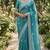 Sea green cotton silk embroidered saree with sequins work