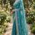 Sea green cotton silk embroidered saree with sequins work
