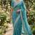 Sea green cotton silk embroidered saree with sequins work