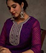 Purple women leheriya printed sequinned kurta