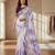 Purple silk blend embroidered saree with tie dye