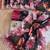 Black silk blend printed saree with floral print