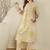 Yellow printed v-neck pure cotton kurta with trouser