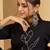 Black women floral embroidered v-neck kurta