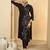 Black women floral embroidered v-neck kurta