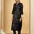 Black women floral embroidered v-neck kurta