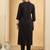 Black women floral embroidered v-neck kurta