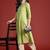 Lime green women floral printed pure cotton kurta