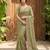 Olive georgette embroidered saree with thread work
