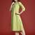 Lime green women floral printed pure cotton kurta