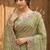 Olive georgette embroidered saree with thread work