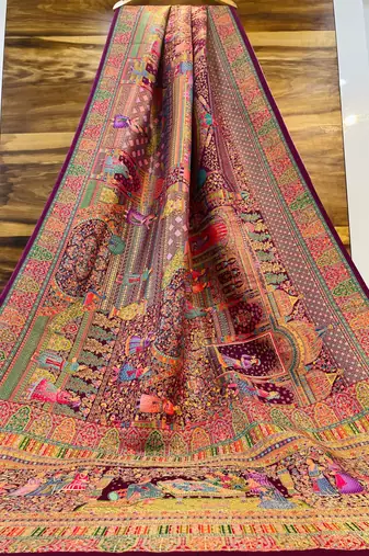 Multicolor viscose woven saree with zari work