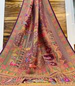 Multicolor viscose woven saree with zari work